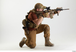 Whole Body Weapons-Rifle Man Pose with machine rifle White Army Athletic Bearded Studio photo references